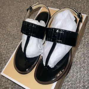 Michael Kors patent thong sandals. 6.5